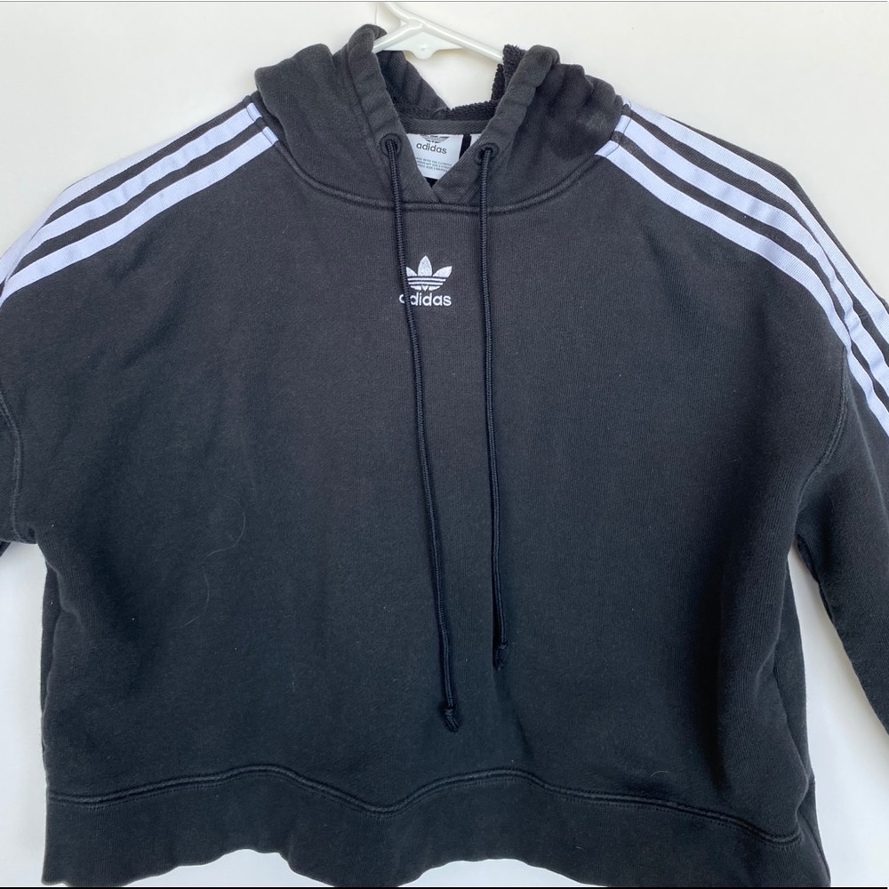 Adidas black cropped hoodie